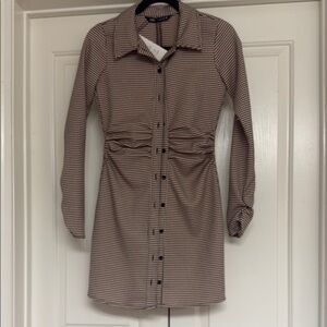 Zara Brown Checkered Dress NWT